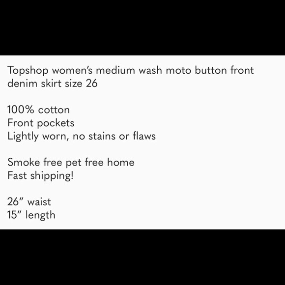 Topshop women’s medium wash moto button front denim skirt size 26 - Picture 6 of 6